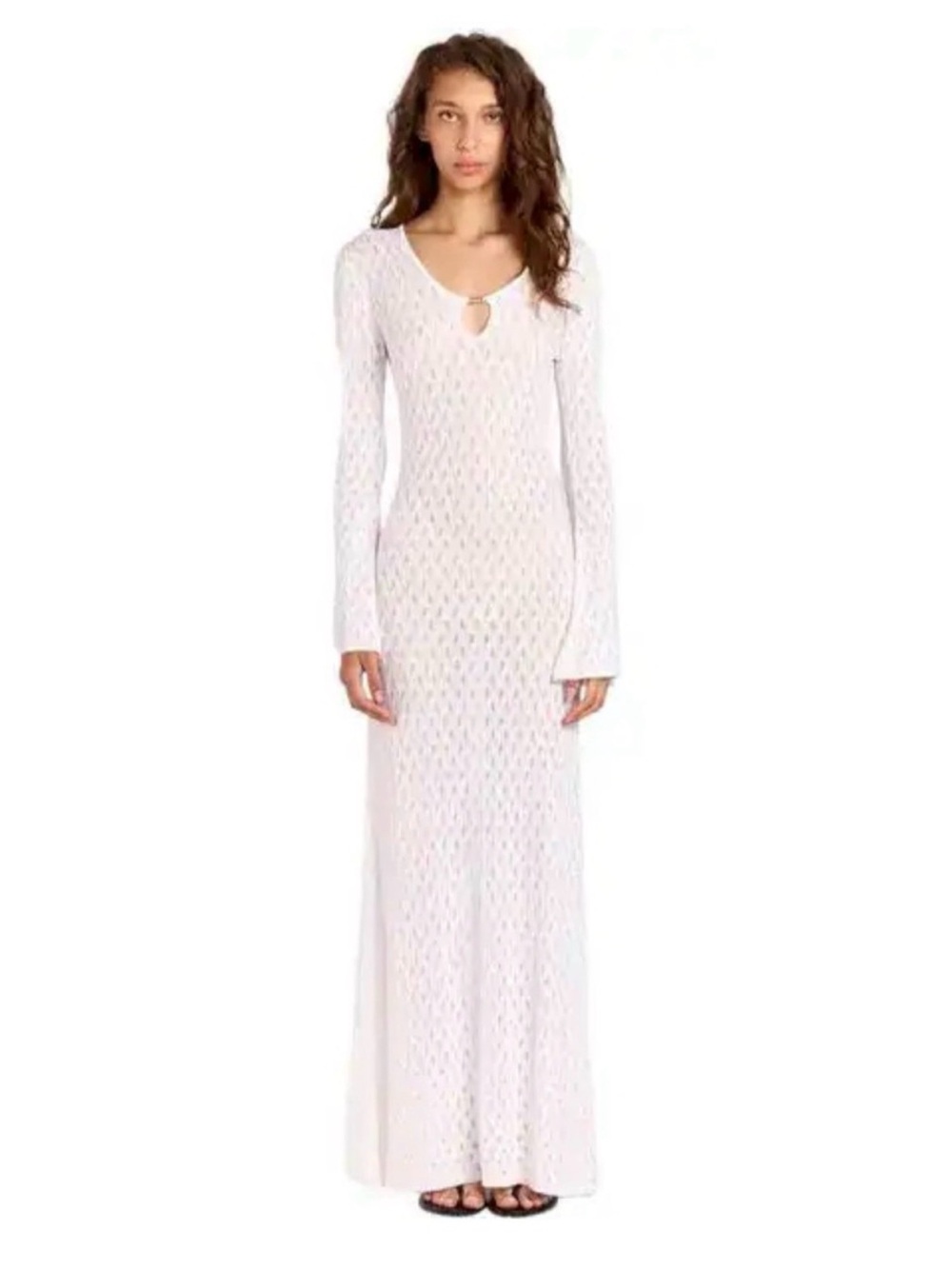 Romy Havana Dress White Pointelle Knit Maxi Dress Sizes XS, Medium NWT